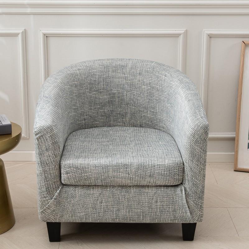 Club Chair Slipcover 2 Piece Stretch Printed Round Barrel Chair Covers Removable Tub Chair Slipcover With Elastic Bottom