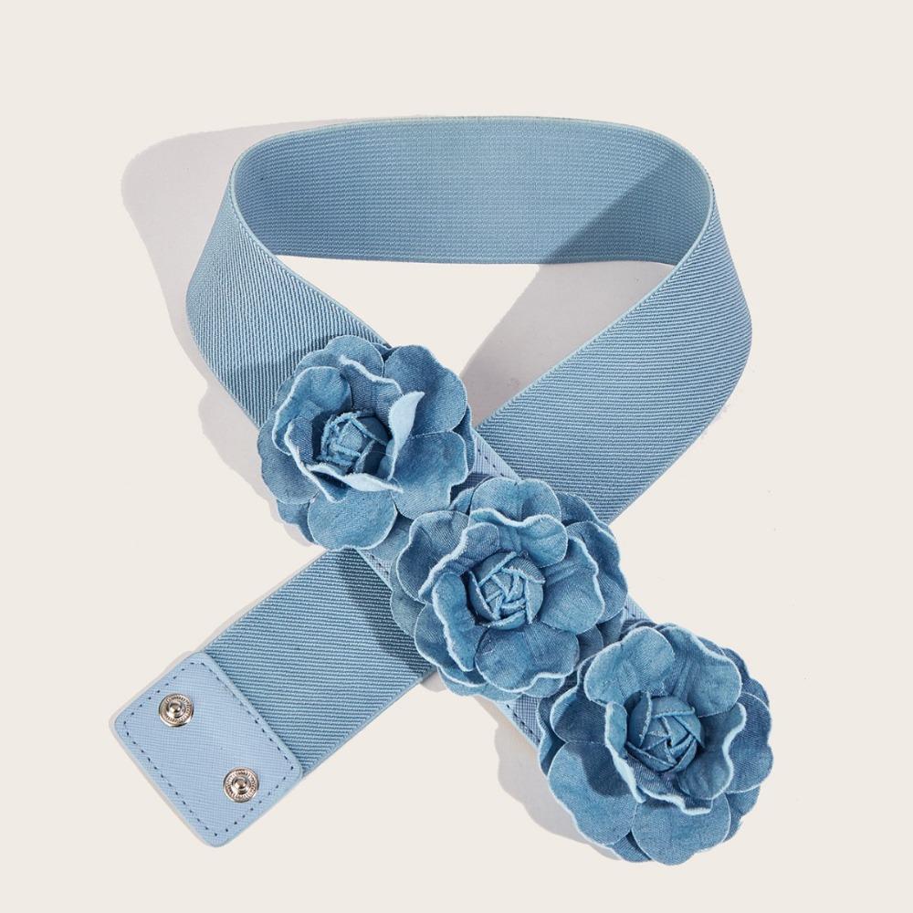 Cintura Larga 5cm per Abito Fibbia Blu Cintura in Vita Moda Cintura Elastica Uso Quotidiano