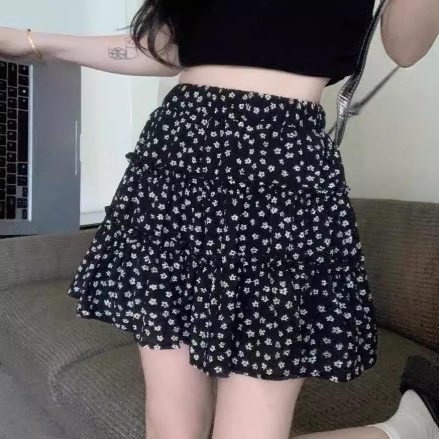 

Корейская ретро цветочная мини-юбка А-силуэта с высокой талией - Новая коллекция 2025 2XL