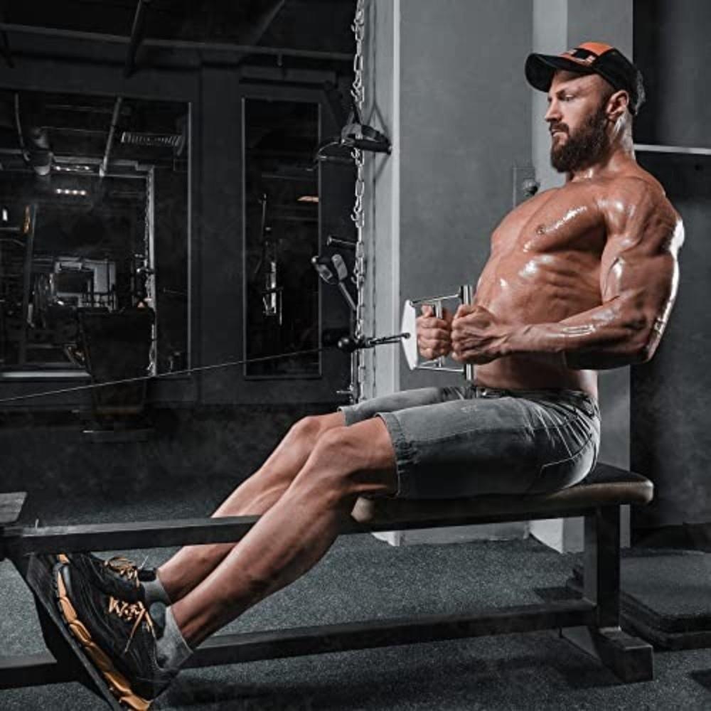 Heavy Duty Pull Down Cable Machine Attachment Rubber Handgrips Double D Handle  Home Gym