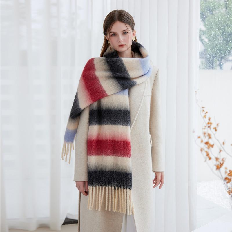 Winter New High-end Thickened Warm Scarf Women's Winter Scarf Dopamine Color Scarf Scarf