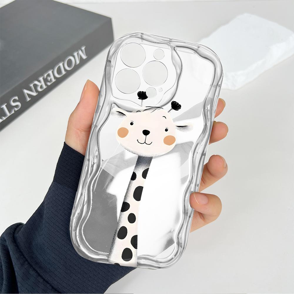 Cute Cartoon Pattern Cream Texture Casing Wavy Edge Soft Silicone Cover Phone Case for Huawei Honor Infinix Tecno iPhone