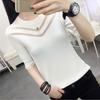 Ice Silk Knit Sweater Women Loose Crewneck T-shirt Half Sleeve Pullover Sweater Spring Summer Knitted Top
