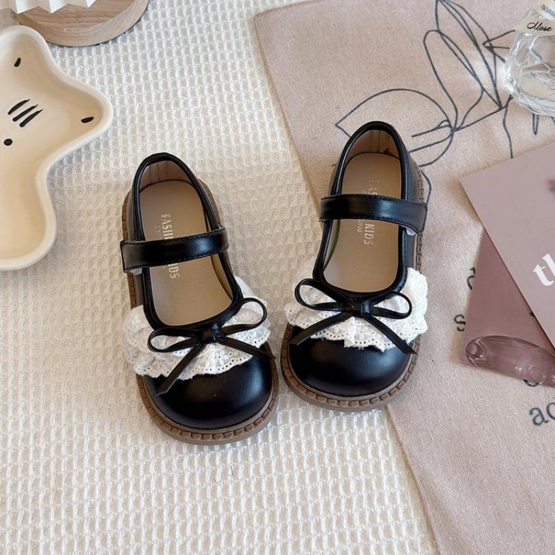 

Girls Bow Leather Shoes Fashionable Princess Shoes Soft-soled Shoes for Children 21 чорний