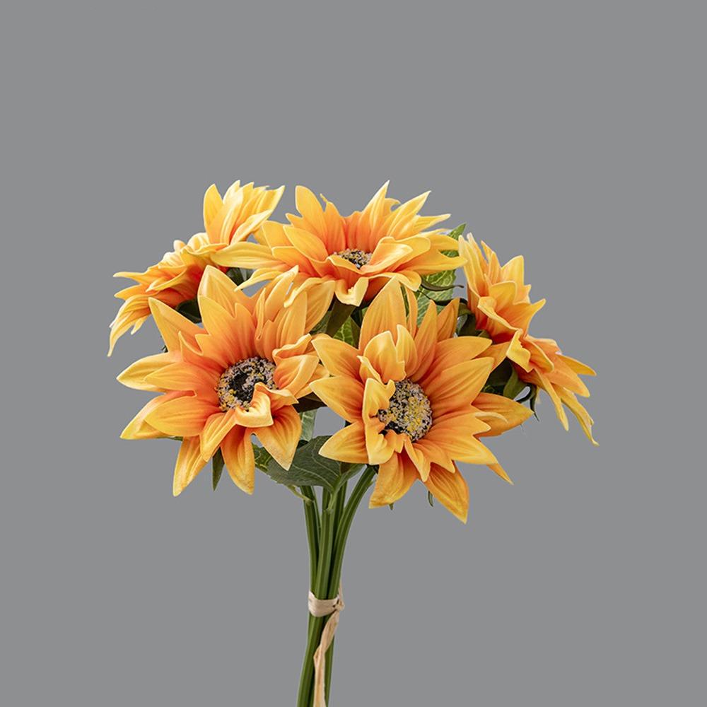 

Plastic Artificial Sunflower Bouquet Realistic Simulated Sunflower Home Hotel Table Decor оранжевый
