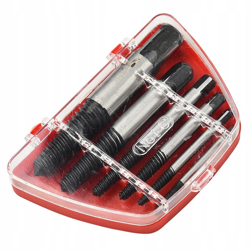 Rosfix Wykrętaki do Zerwanych Śrub 3-18mm – Zestaw 5 Sztuk w Czerwonym Etui | Wysoka Jakość | Skuteczne Usuwanie Śrub