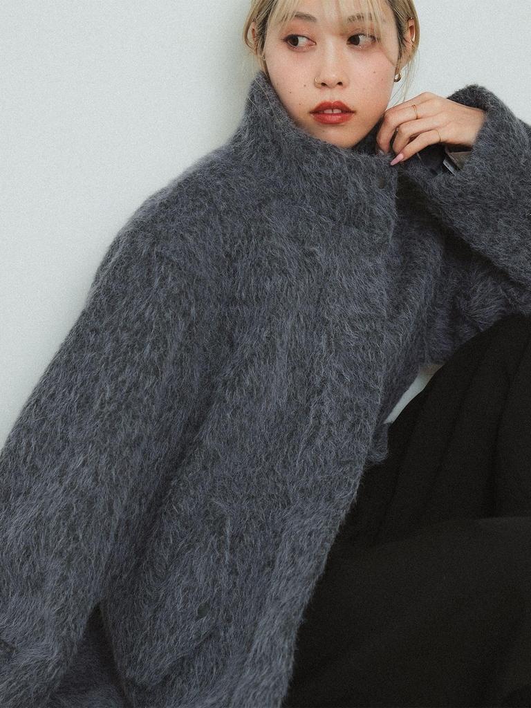 Ray Beams Women's Shaggy Stand Collar Half Coat, Gray 1