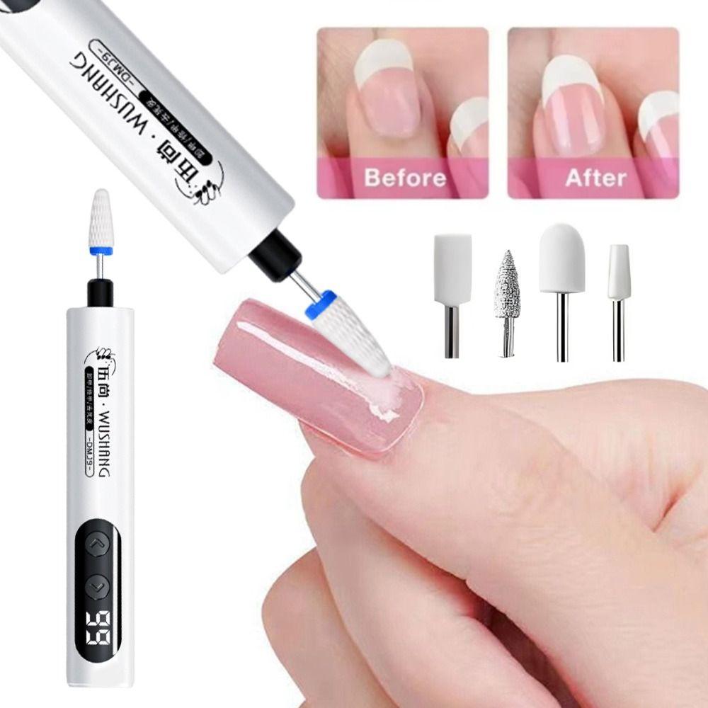 USB Manicure Set With LED Light Press on Nail Portable Electric Drill