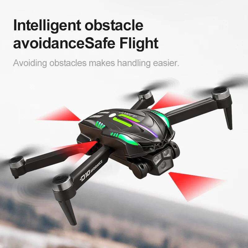 D10 Drone HD Gradient flowing light Aerial Photography Dual-Camera Omnidirectional Obstacle Avoidance Brushless Drone