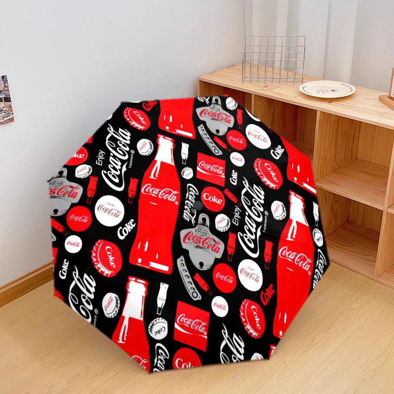 1PC Coca-cola Christmas Delivery Automatic Umbrella - Suitable Travel Outdoor Portable Umbrella Birthday Gift Daily Essentials