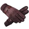 Winter Men's Warm Gloves Genuine Suede Pig Leather Gloves Mittens Male Thick Bike Motorcycle Gloves Men Knitted Guantes
