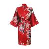 Women's Japanese-style Kimono Pajamas Short-sleeved Women's Printed Peacock Long Nightgown Simulation Silk Bathrobe
