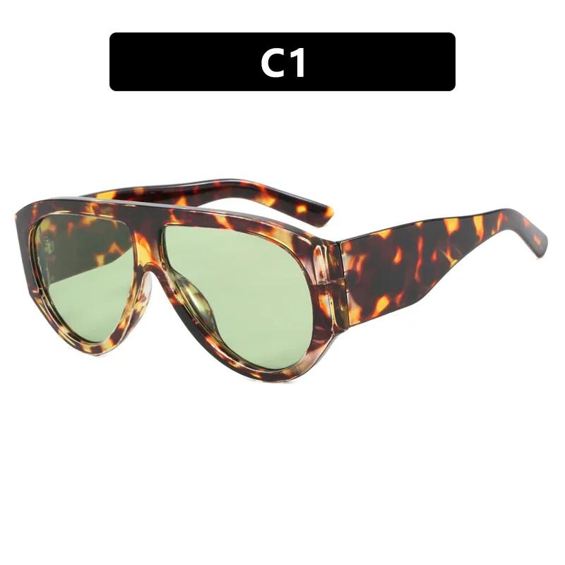 New Large Size Pilot Sunglasses For Women Fashion Large Frame Luxury Gradient One-Piece Classic Retro Thick Sun Glasses