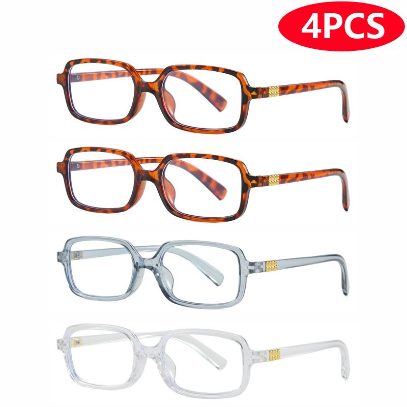 4pcs Fashion Women Small Square Eyeglasses Frame Anti Blue Light Eyeglasses Outdoor Casual Eyewear Rivet Glasses Unisex