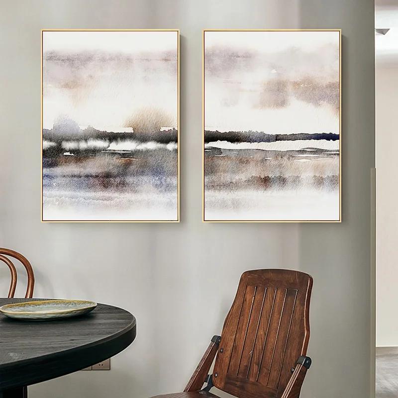 Abstract Sunset Landscape Canvas Painting Bohemia Art Poster Print Nordic Contemporary Wall Picture Modern Home Decoration