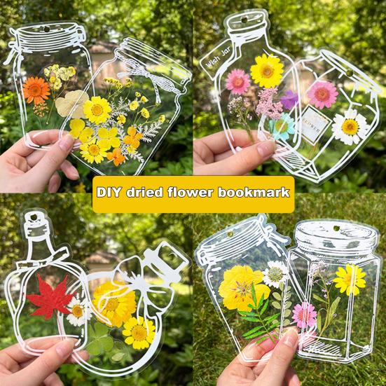 Transparent Dried Flower Bookmarks DIY Pressed Flowers Bookmark Making Kit Clear Wishing Bottle