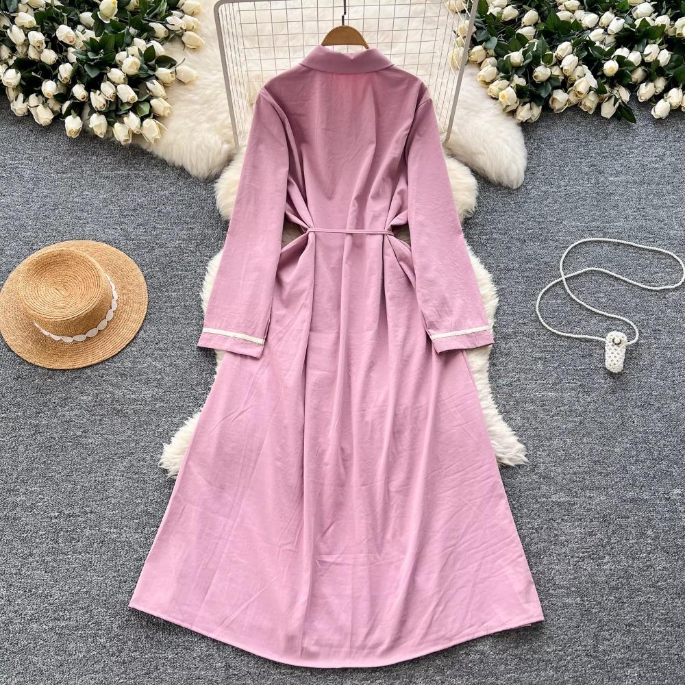 Elegant Butterfly Embroidered Polo-neck Vintage Long Sleeves Single Breasted Slim A-line Long Dress French High Street Clothing