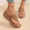 Fashion Bling Crystal Soft Platform Sandals Women Summer 2025 Clip Toe Non-Slip Wedge Sandals Woman Thick Bottom Casual Flip Flops