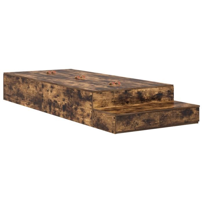 VidaXL Cadre de lit de rangement Chêne fumé 100x200 cm 3335617