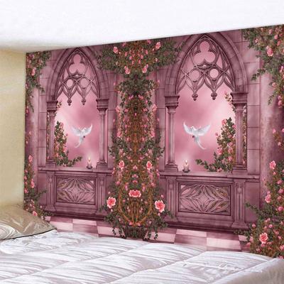 Bedruckter Wandteppich, europäische Architekturlandschaft, Wandbehang, Hippie-Bohemien-Wohnzimmer, Schlafzimmer, Hintergrund, Wanddekoration