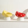 Cute Mushroom Cat Bowl Ceramic Slanted Mouth Pet High Foot Bowl Large Capacity Non-slip Dog Food Feeding Basin Anti Knock