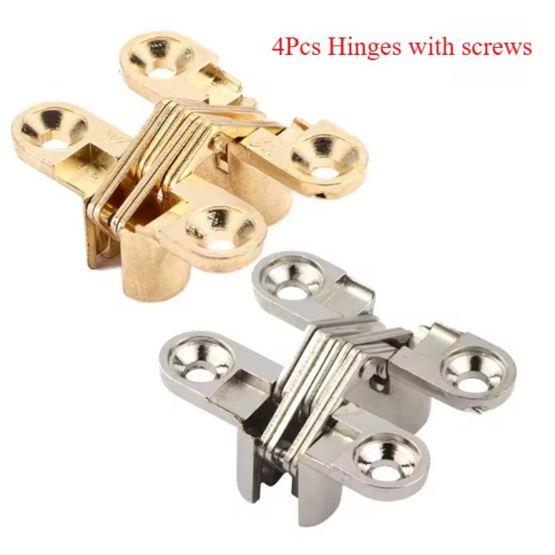 4Pcs Hidden Hinges Invisible Concealed Barrel Cross Door Hinge Bearing Wooden Box For Folding Window Furniture