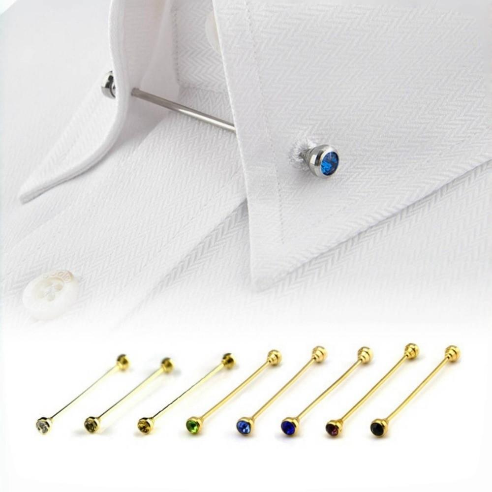 Spiral Buckle Shirt Collar Pin Detachable Neckline Pin Crystal Tie Collar Needle  Men