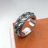 Adjustable Open Ring Men Women Plated Copper Geometric Dragon Scale Design Gothic Hip Hop Couple Fashion Jewelry