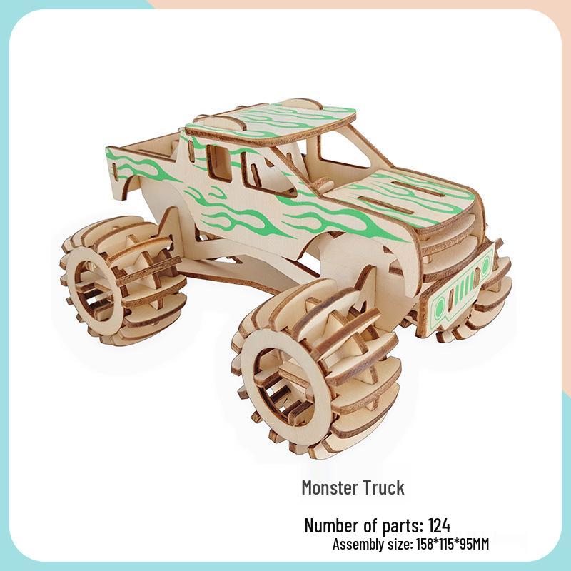 Wooden 3D Puzzle Car - Educational Handmade Toy for Kids