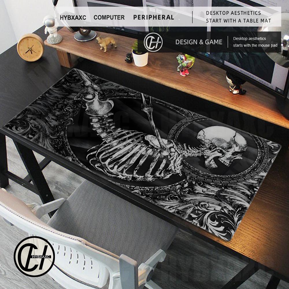 Black And White Skeleton Mousepad Gamer Custom Desk Mat Scary Skull Desk Mat Anime Table Of Office Carpet Gamer Natural Mice Pad