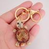 Zinc Zinc Alloy Rhinestones Turtle Keychain Mini Rhinestones Turtle Pendant Cartoon Turtle Keychain  Student