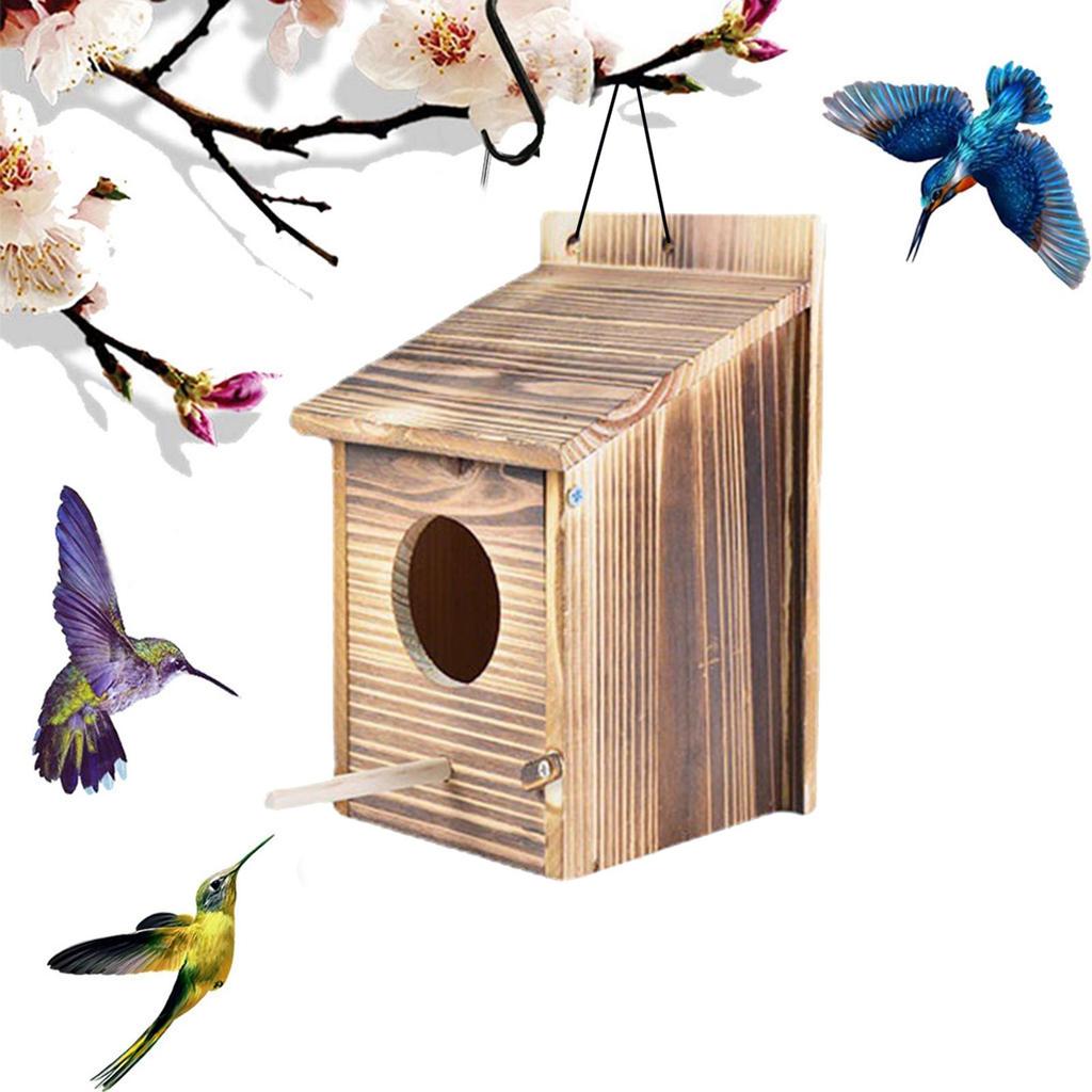 Outdoor Birdhouse Wooden Nest Box Hanging Bird House for Garden Tree Birds Parakeet Breeding Outside