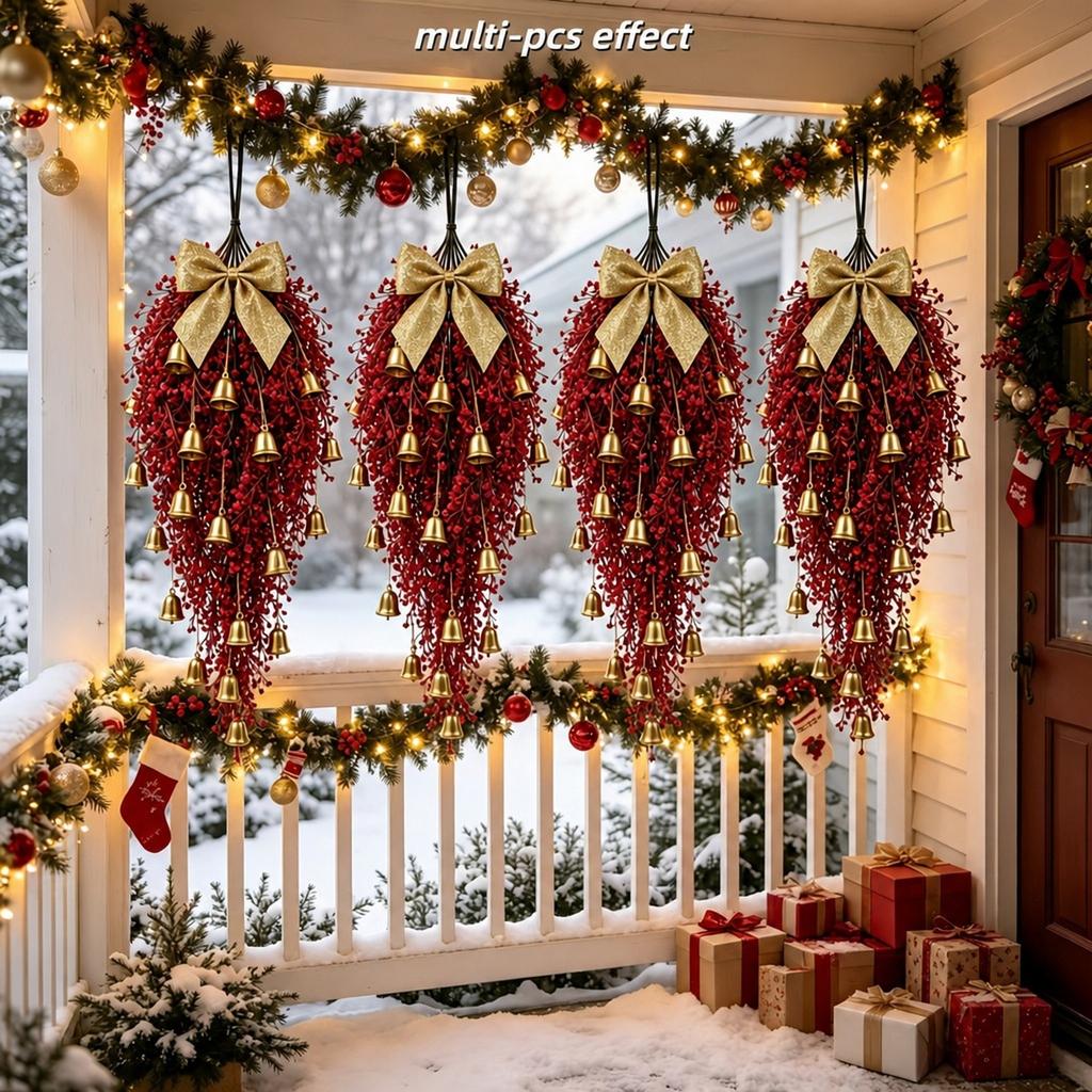 Rotes Weihnachtliches Wandbehang mit Glöckchen und Schleifen für die Feiertags-Heimdekoration