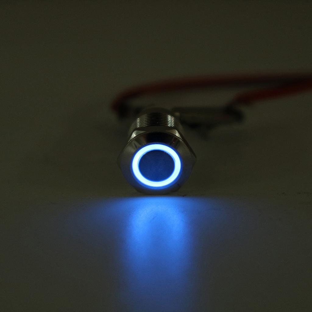 12mm LED Push Button Switch 12V 4Pin Silver Momentary Self-Locking Switches Waterproof