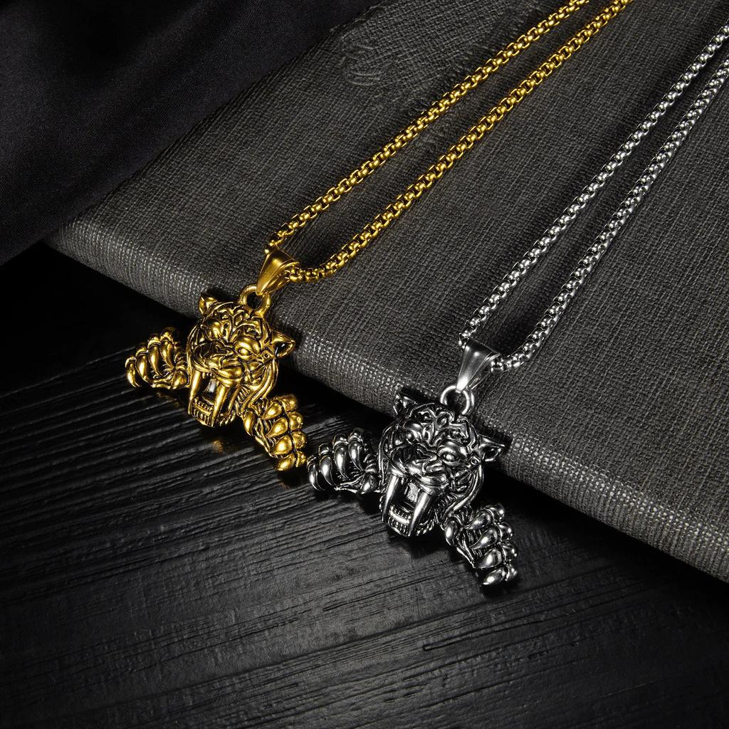 New Necklace Tiger Trend  Hip-hop Retro Pendant