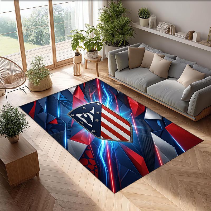 Atletico Madrid Printed Flannel Area Rug Non Slip Soft Polyester Floor Carpet Indoor Decor Mat for Bedroom Living Room Sofa Game Room Home Decoration