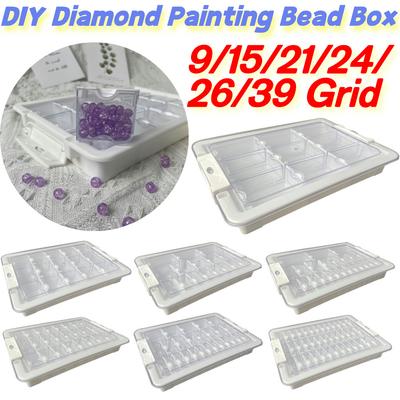 9/15/21/24/26/39 Grids Diamond Art Bead Box Organizer 5D Beads Organizer Small Clear Embroidery Box for Craft Beads Rhinestones
