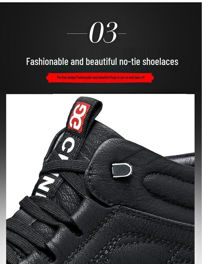 Men's 2024 Winter High-Top Suede Leather Boots with Plush Lining and Cold-Proof Design