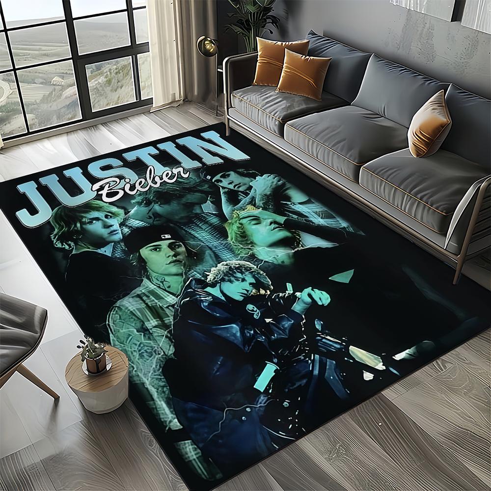2025 New Style Justin Drew Bieber Singer JB Carpet Rug for Living Room Bedroom Home Sofa Decoration,Kid Play Non-slip Floor Mat