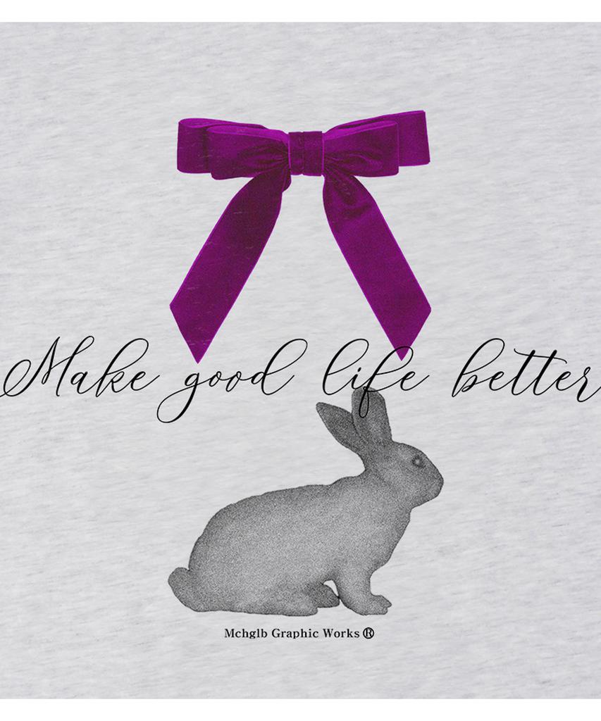 MATCHGLOBE Ribbon For Rabbit Oversized Tee (Light Grey)