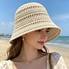 Women Hat Breathable Hollow Pure Color Summer Basin Design Fisherman Hat Outdoor