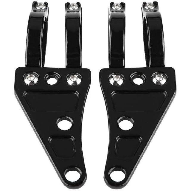 Aramox Universal Motorcycle Headlight Mount Bracket, 38-41mm Fork Clamps, Black Metal, 2-Piece Adjustable Lamp Holder