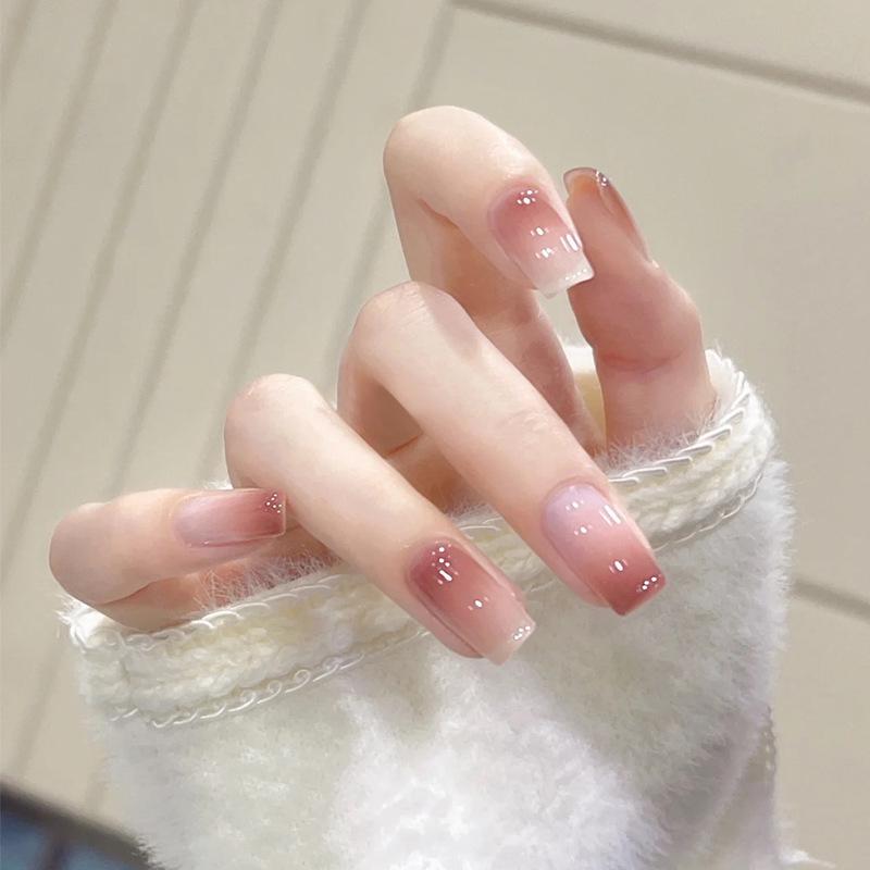 

Gradient Blush Jelly Gel Nail Art Patches - Reusable False Nails