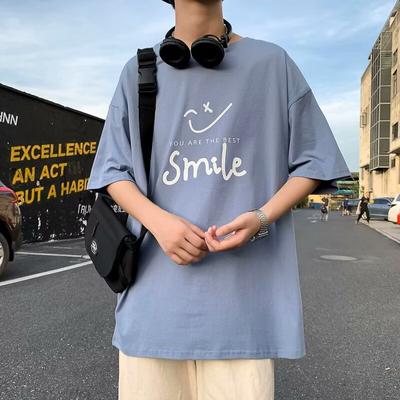 Short Sleeve T-shirt Men's Fashion Brand Summer Loose Half Sleeve 2024 New Internet Celebrity Fashion Ins Simple Printed Top