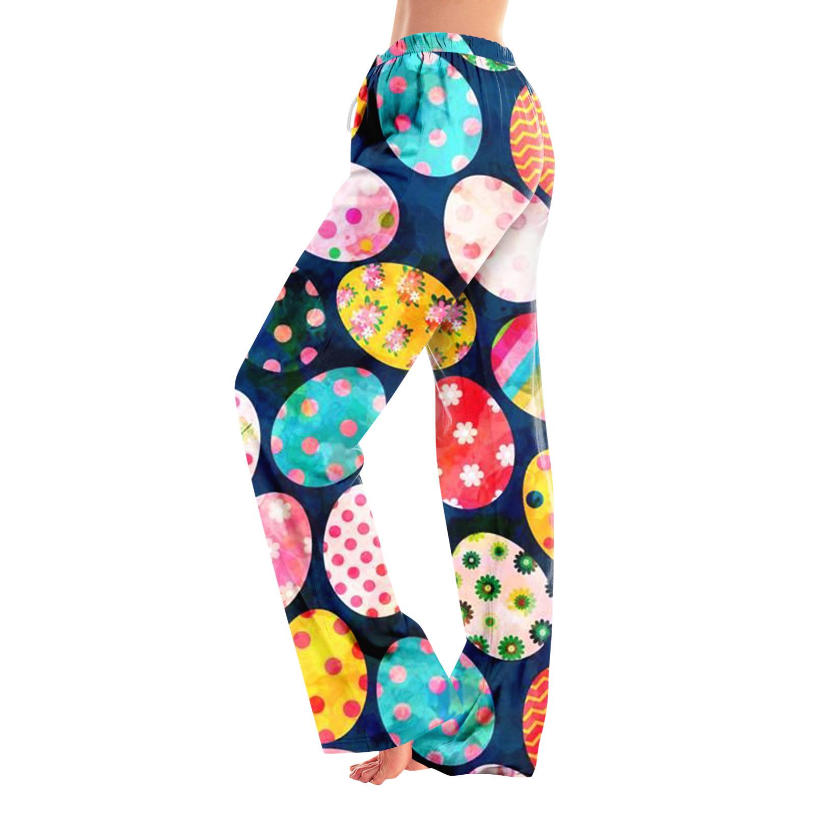 

Женские пижамные штаны, одежда для сна, повседневные брюки с эластичной резинкой на талии, удобные прямые свободные брюки для йоги L