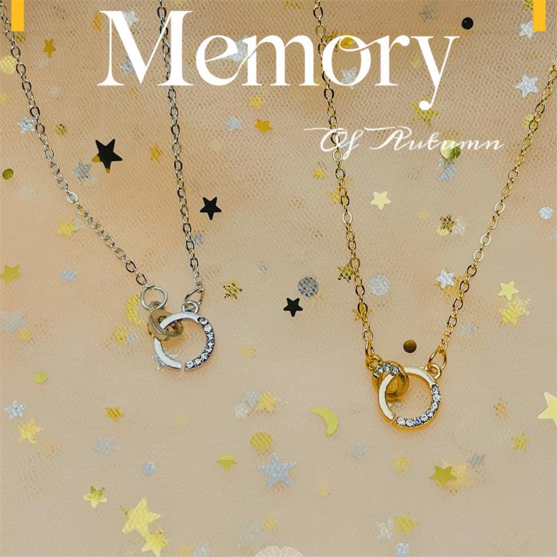 Elegant Double Circle Metal Alloy Necklace - Luxury Clavicle Chain Jewelry for Women