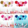 9Pcs/Pack DIY Craft Tissue Paper Flower Romantic Flower Balls Decorative Garland Pink Color Paper Flower Balls Celebration