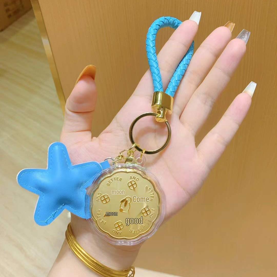 

Шарм-подвеска для сумки в виде лунного пряника из чистого золота 999 пробы – подарок на Праздник середины осени