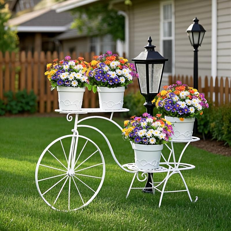 10 buchete de flori artificiale de exterior, decorațiuni florale din plastic, buchete de flori imitație de margarete, arbuști de flori artificiale rezistenți la UV