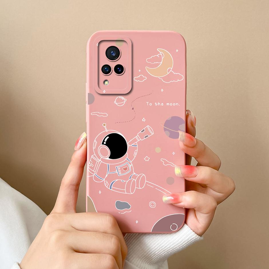 Phone Case For VIVO V21 4G 5G Cute Sweet Girls Cartoons High-quality Liquid Silicone Coque For VIVO V21 4G 5G New Design Funda